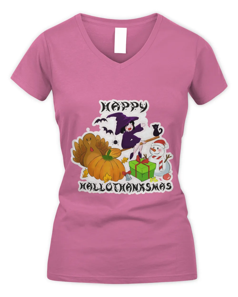 Happy Hallothanksmas Day 2021 Thanksgiving Turkey Christmas Snowman Halloween Witch Pumpkin 3in1 Three Holidays Funny