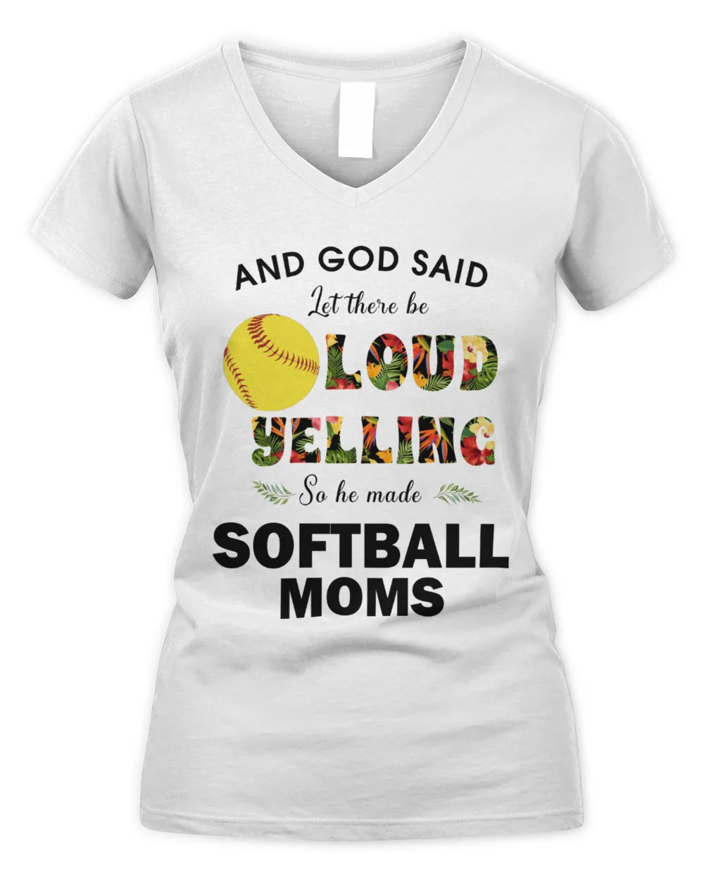 Softball Mom- Softball T-shirts- Best Gift for Mom- Softball Lovers Women's V-Neck T-Shirt white s