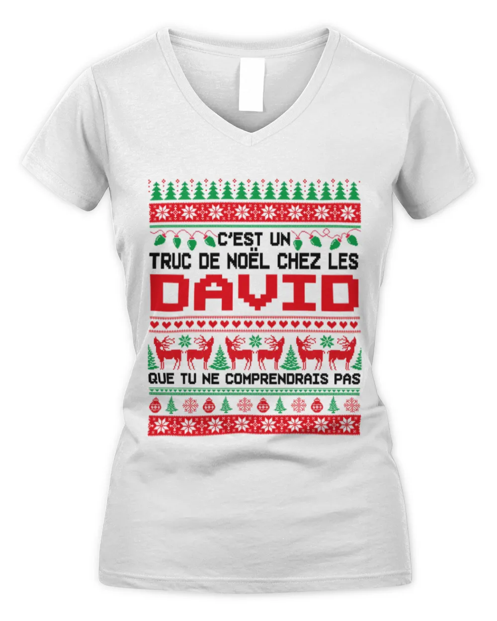 FR00031 David FRH63 Women's V-Neck T-Shirt white s