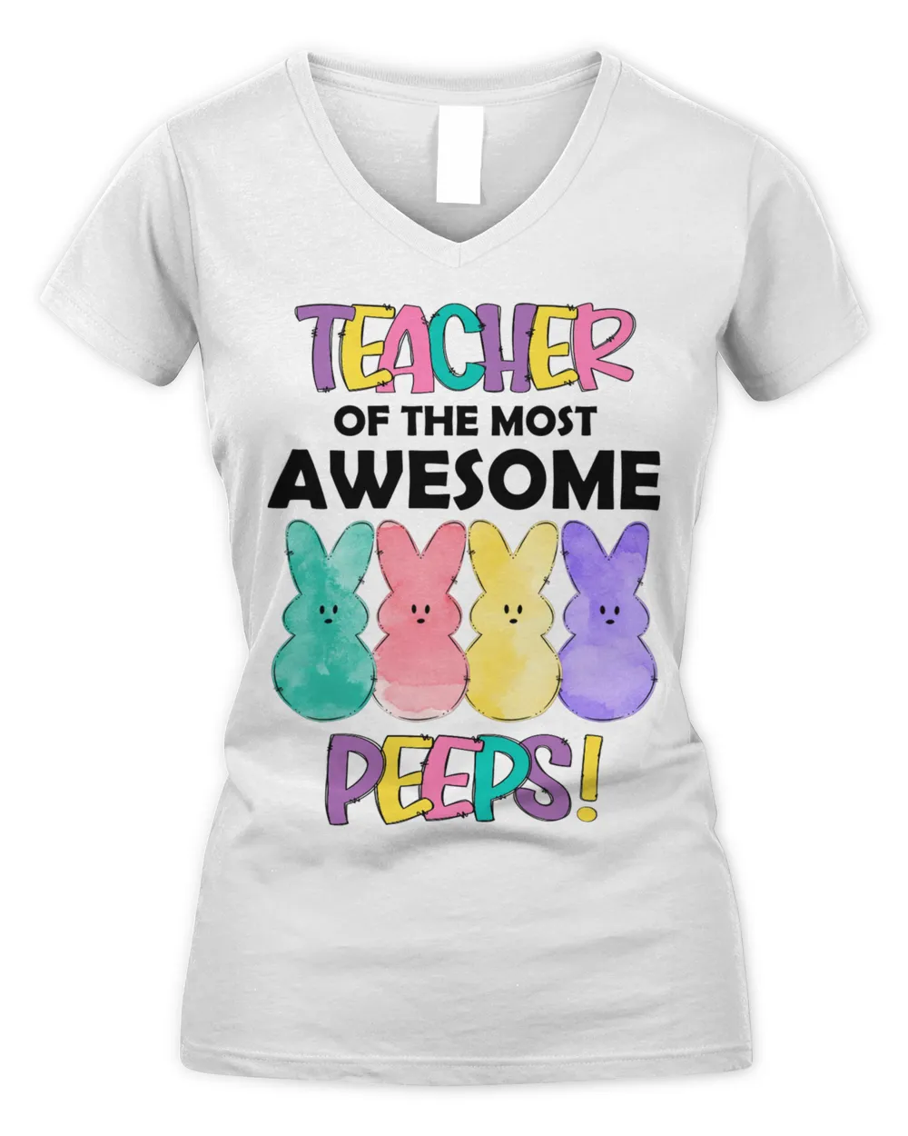 teacher of the most awesome peeps Women's V-Neck T-Shirt white s