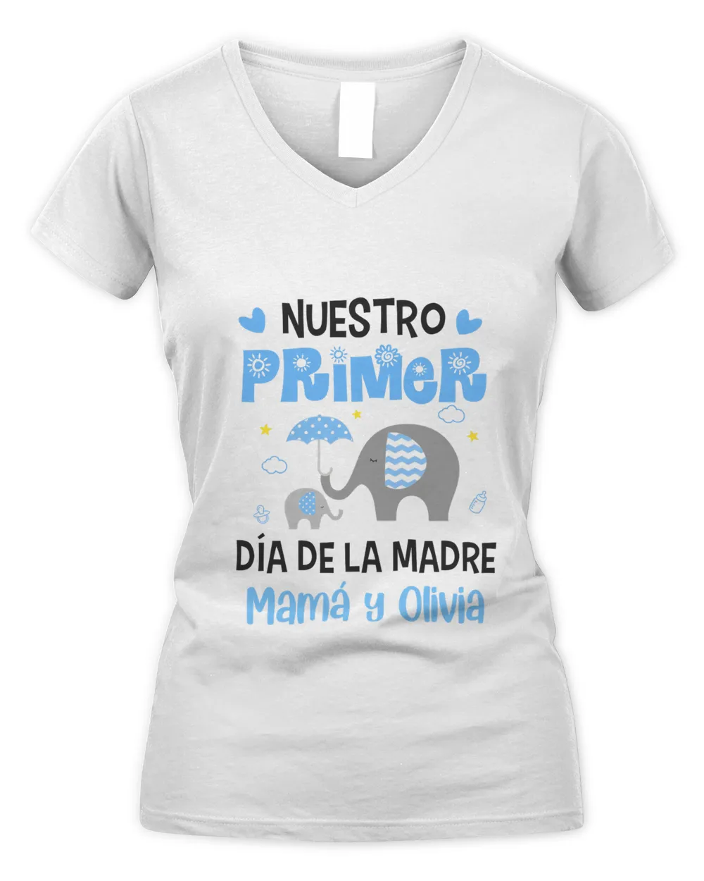 Nuestro Primer día de la Madre Women's V-Neck T-Shirt white s