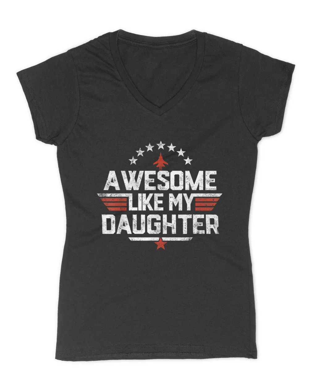 Awesome Like My Daughter Shirt T06 Women's V-Neck T-Shirt black s