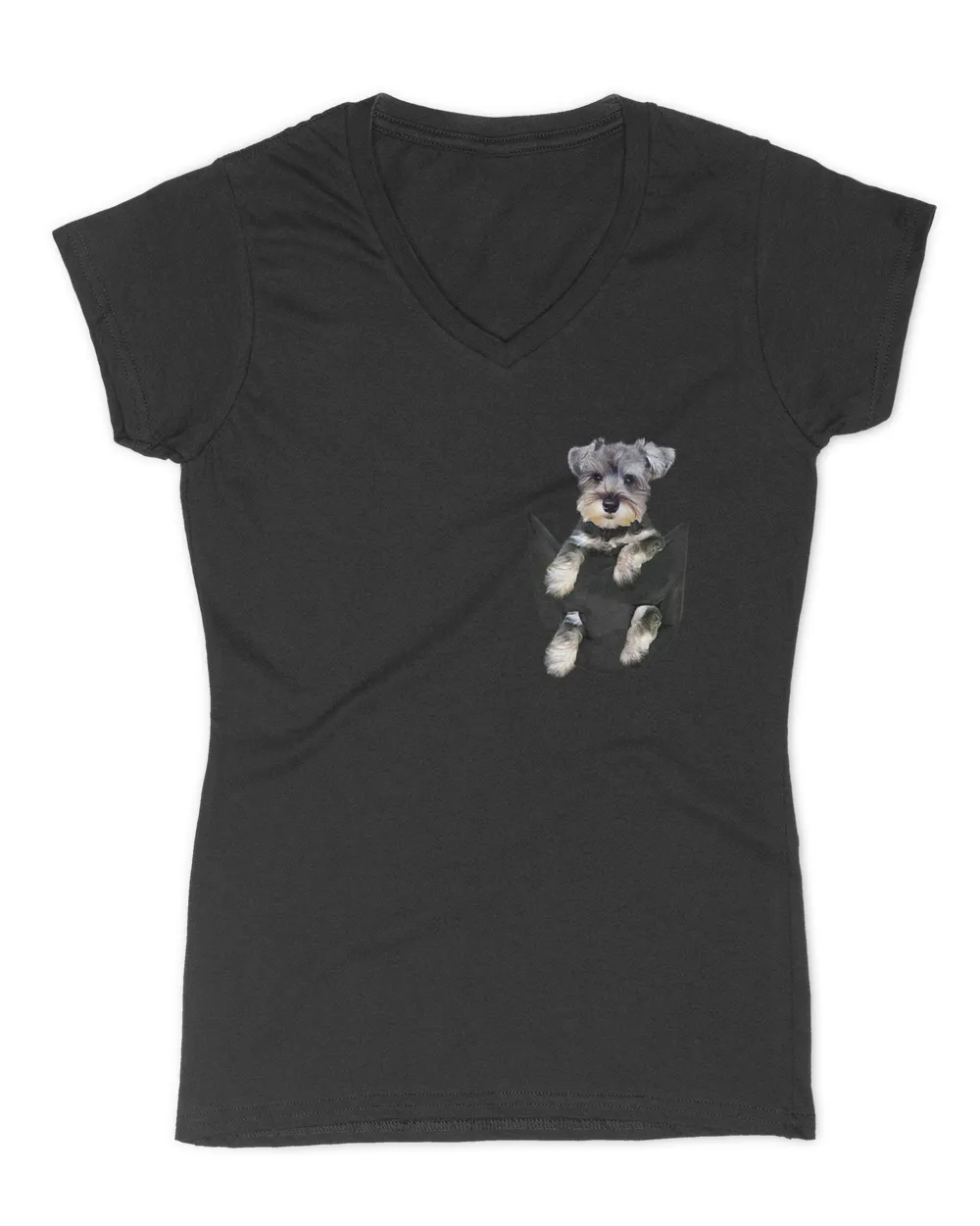 Womens Schnauzer Dog in Pocket Puppy Gifts V-Neck T-Shirt