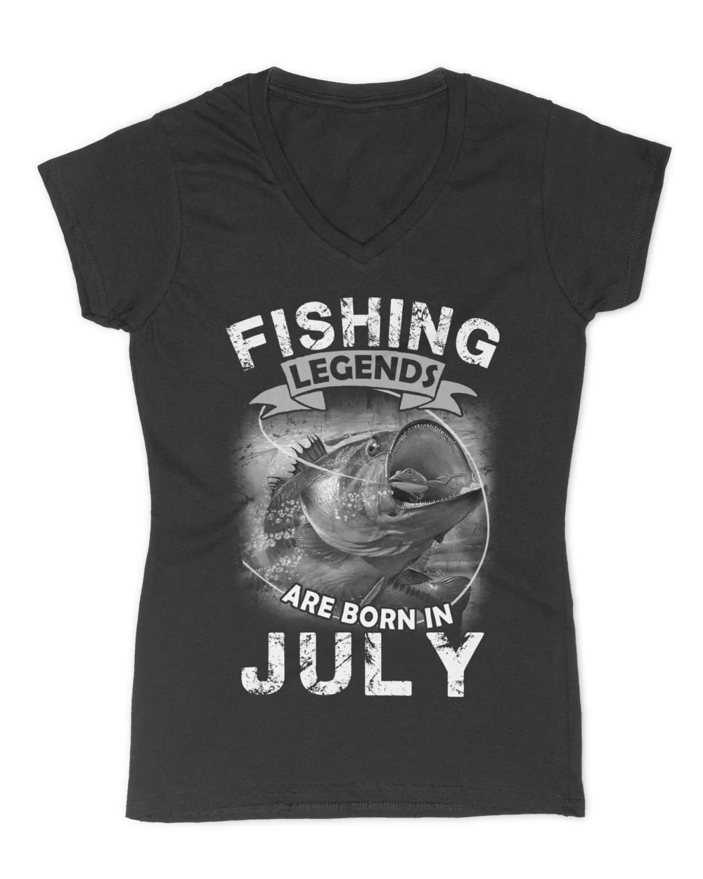 Fishing-July Women's V-Neck T-Shirt black s