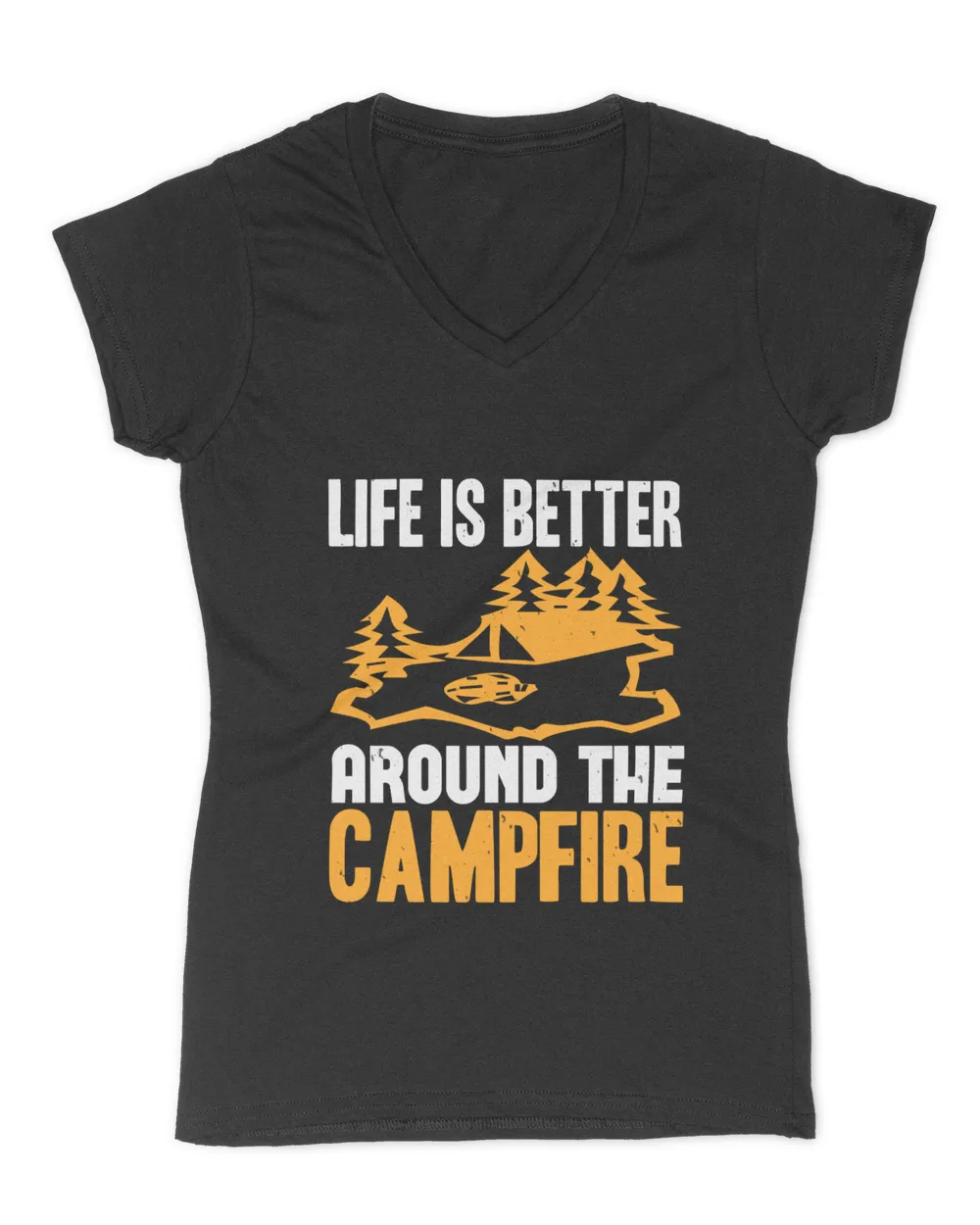 Life is better around the campfire Women's V-Neck T-Shirt black s