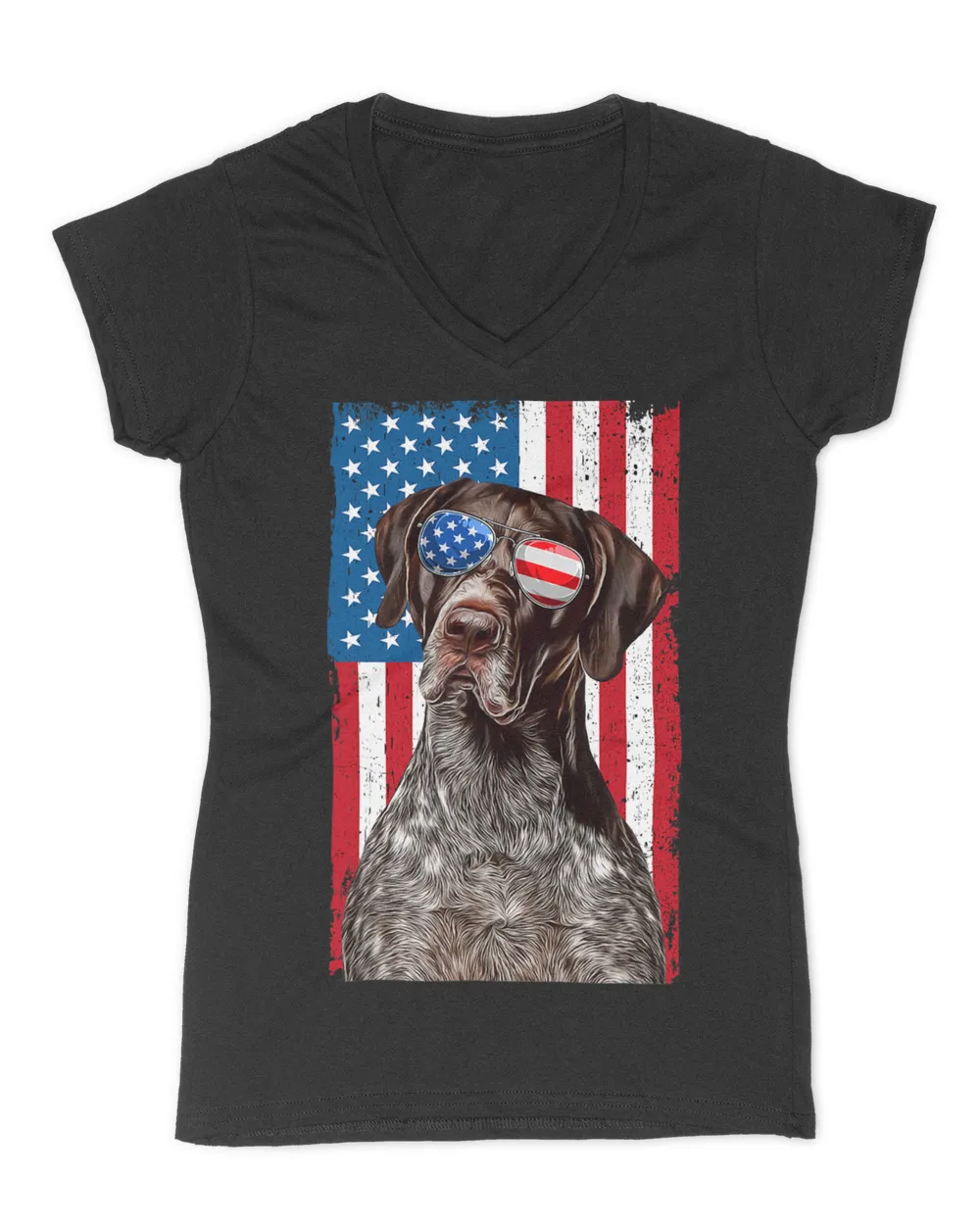 German Shorthaired Pointer 4th of July American Flag GSP Dog T-Shirt