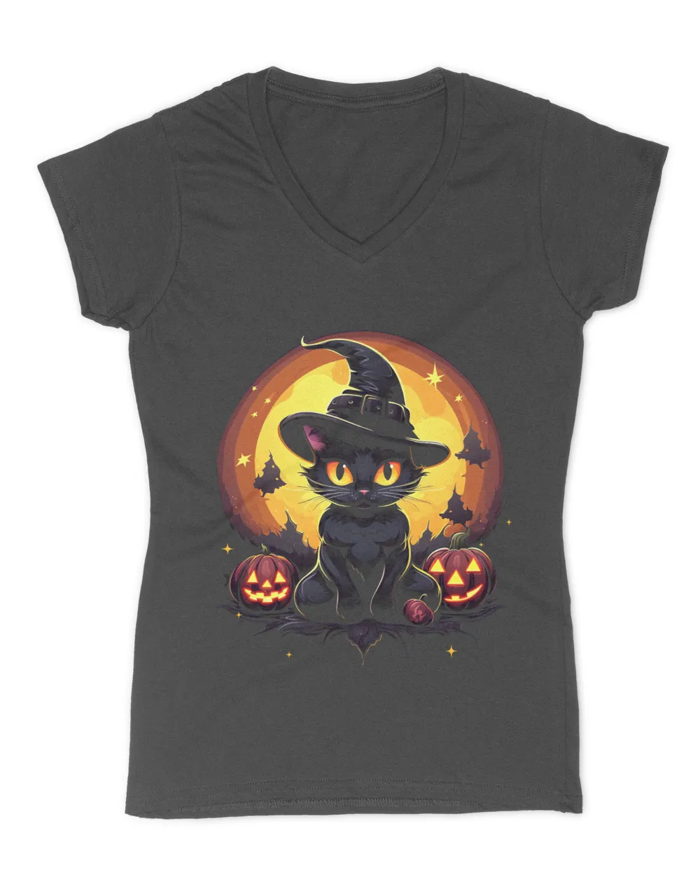 Vintage Scary Halloween Black Cat Costume Retro Moon Cat Mom (4)