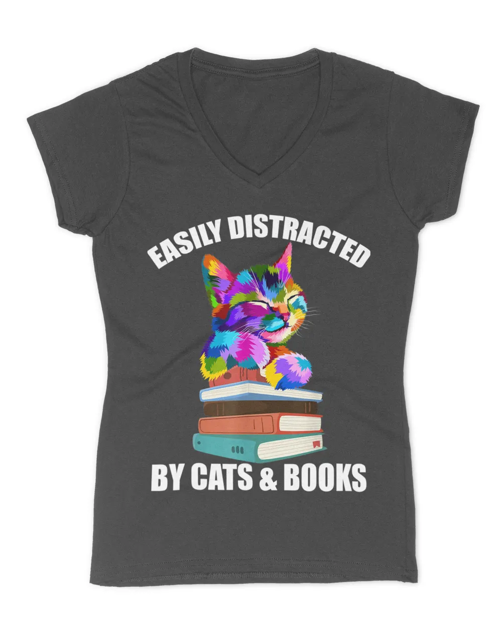 Easily Distracted By Cats And Books - Cat & Book Lover Gift QTCATB191222A4