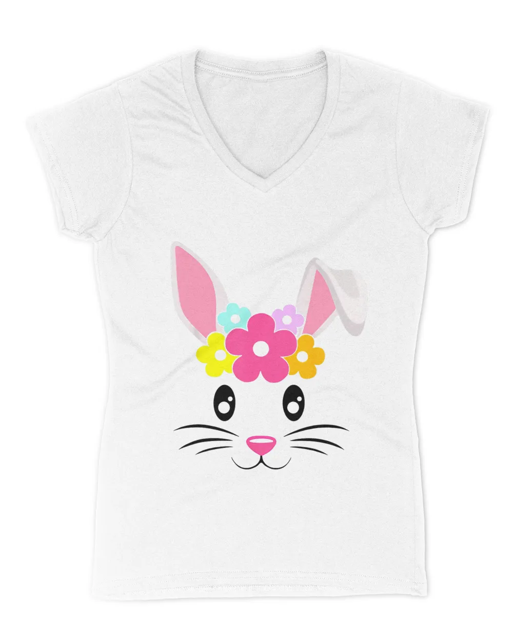 Cute Easter Bunny Face Pastel Tee For Girls and Toddlers
