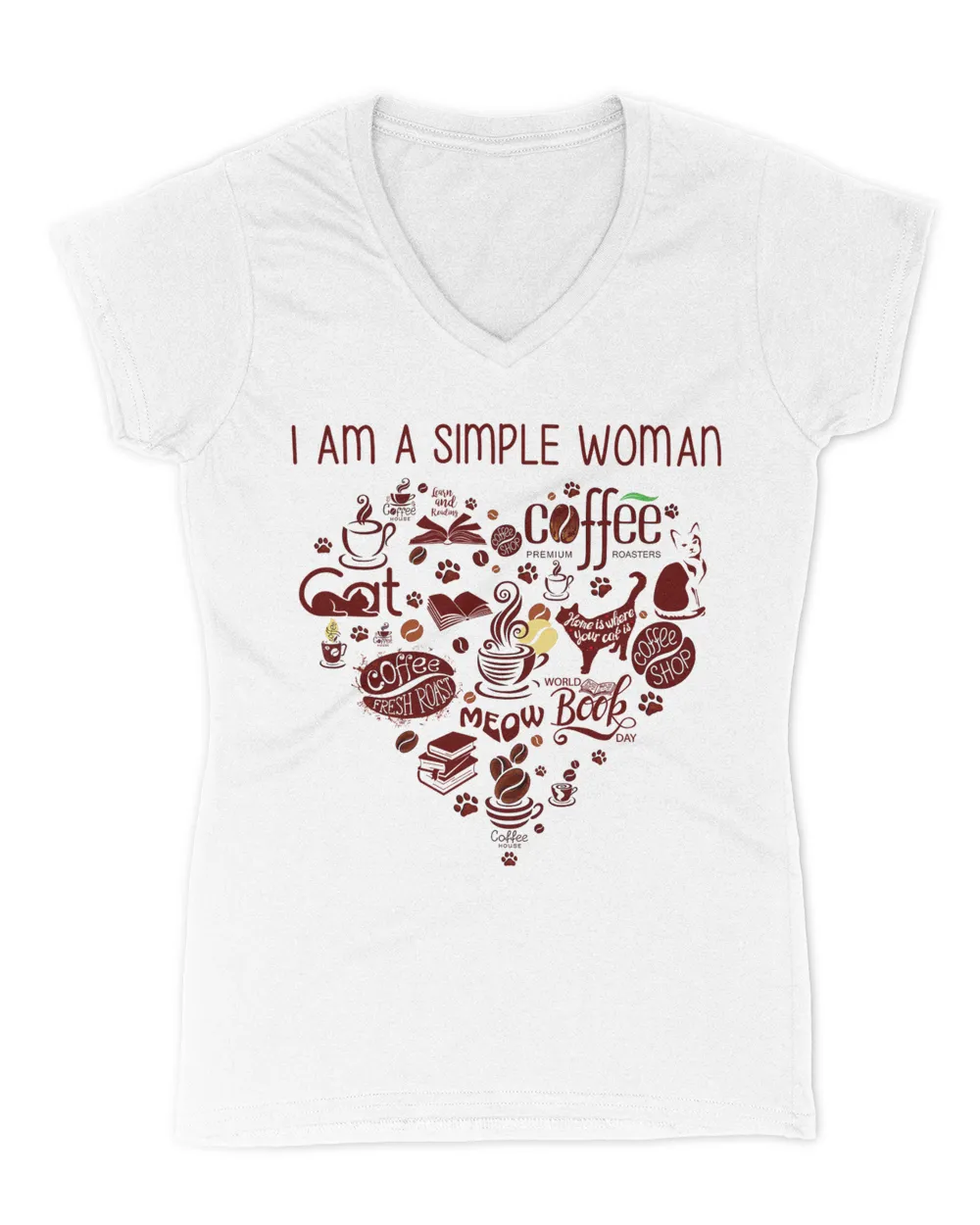 Cats coffee books hearts I am a simple woman