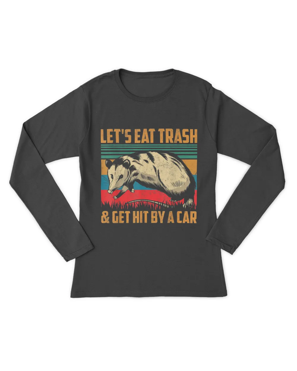 Vintage Let's Eat Trash and Get Hit by a Car Retro Opossum T-Shirt