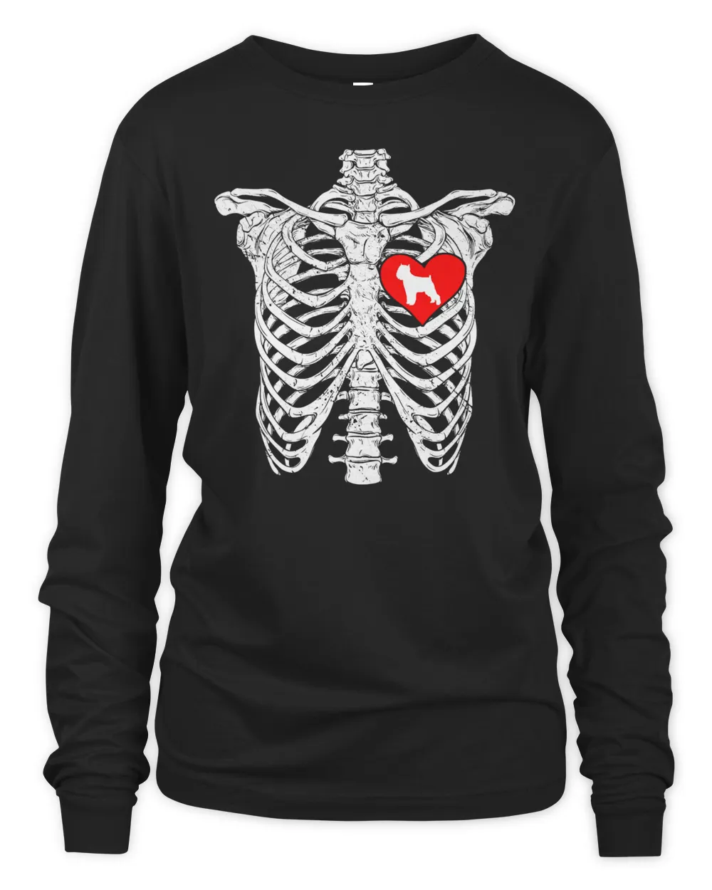 Skeleton Rib Cage Brussels Griffon Dog Halloween Costume T-Shirt