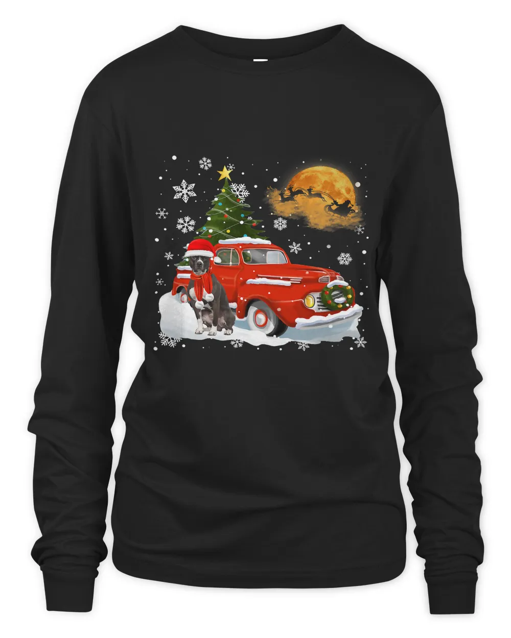 Pitbull Vintage Wagon Red Truck Christmas Tree Pajamas472