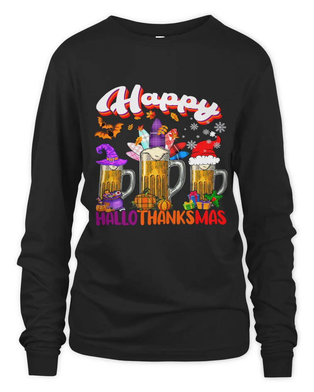 Happy Halloween Thanksgiving Christmas Three Glasses Of Beer86