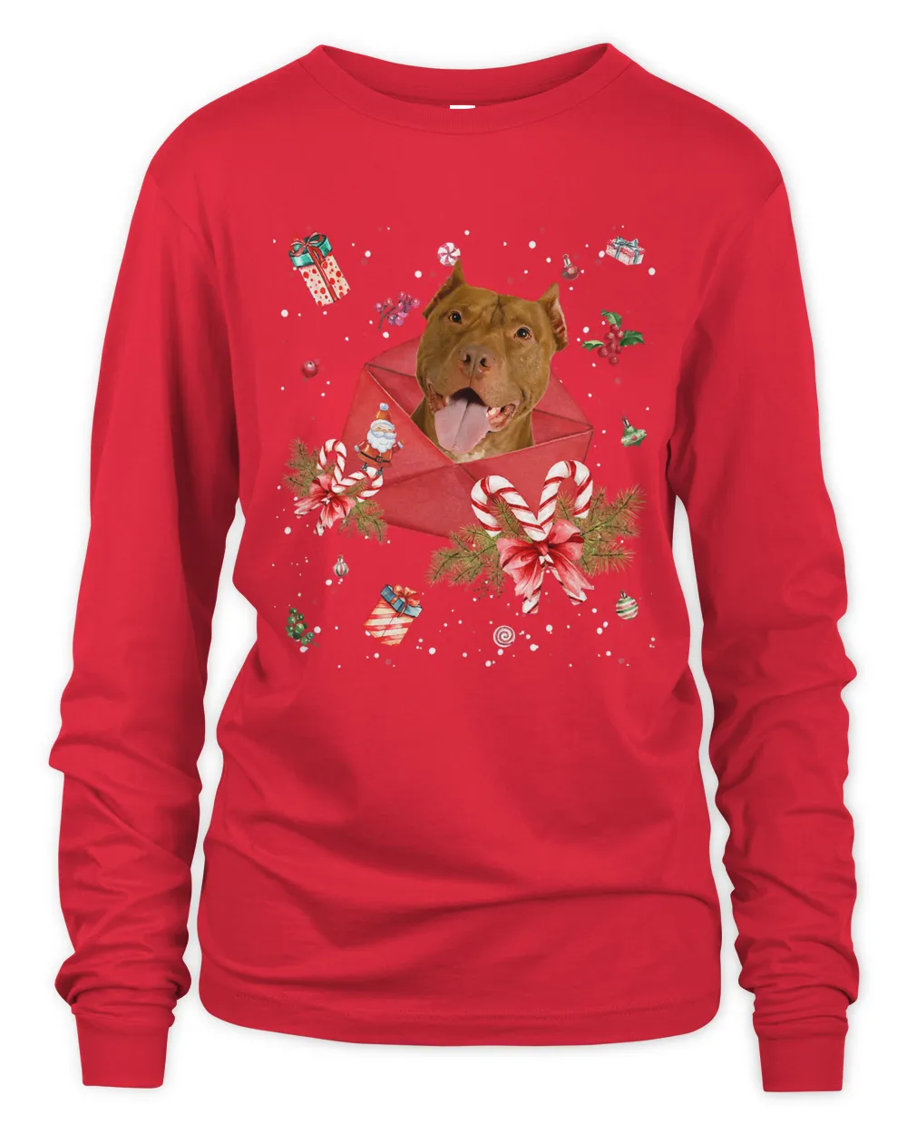 American Pit Bull Dog In Christmas Card Ornament Pajama Xmas412