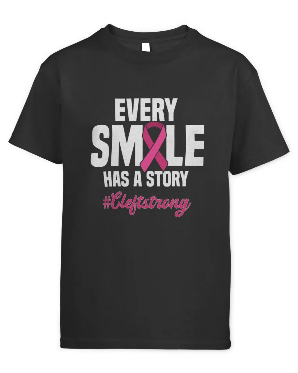 Cleft Lip Palate Harelip Strong Smile Pink Awareness Week 1 Kids Standard T-Shirt black xs