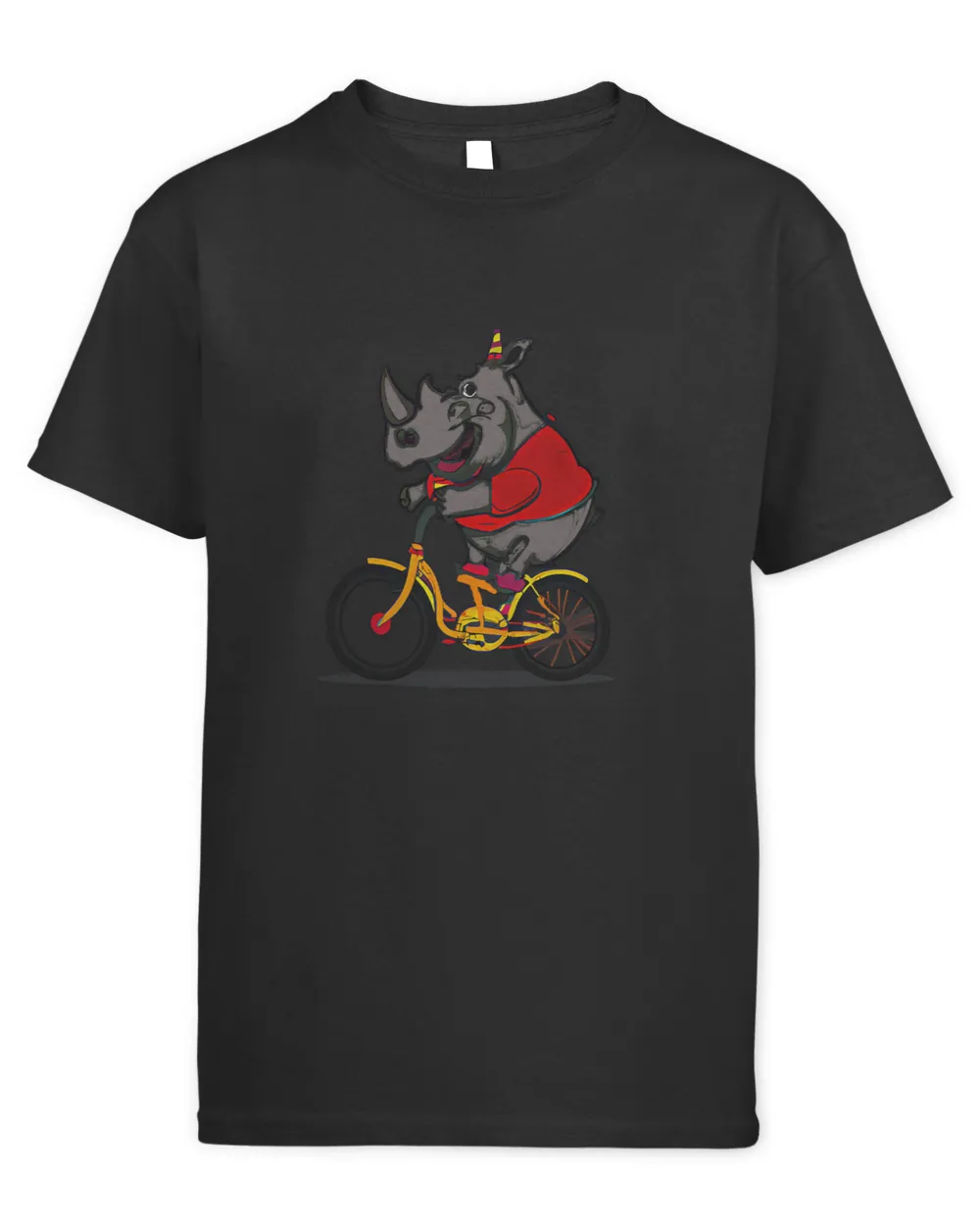 Funny rhinoceros riding bicycle motif 2rhino horns 21