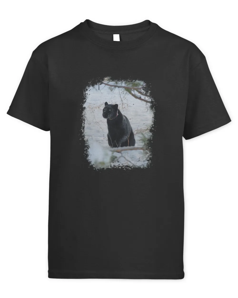 Luna The Leopard in the Snowy Forest Kids Standard T-Shirt black xs