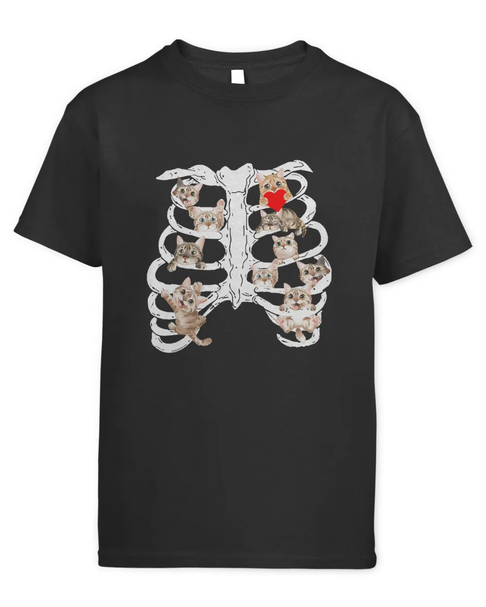 Halloween Cat Lover heart Skeleton