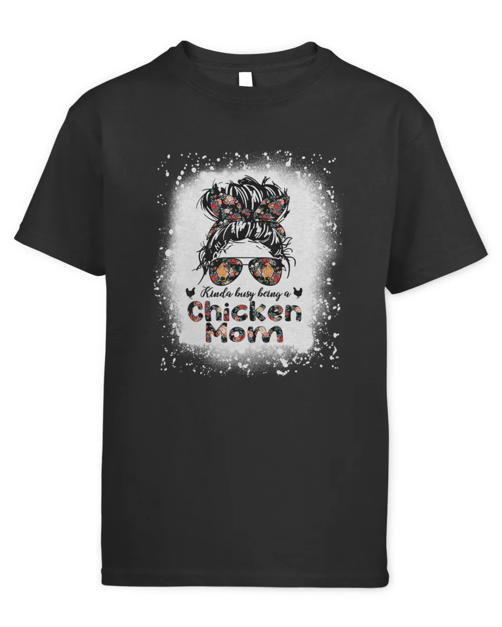 Kinda Busy Being A Chicken Mom Messy Bun Floral Bandana