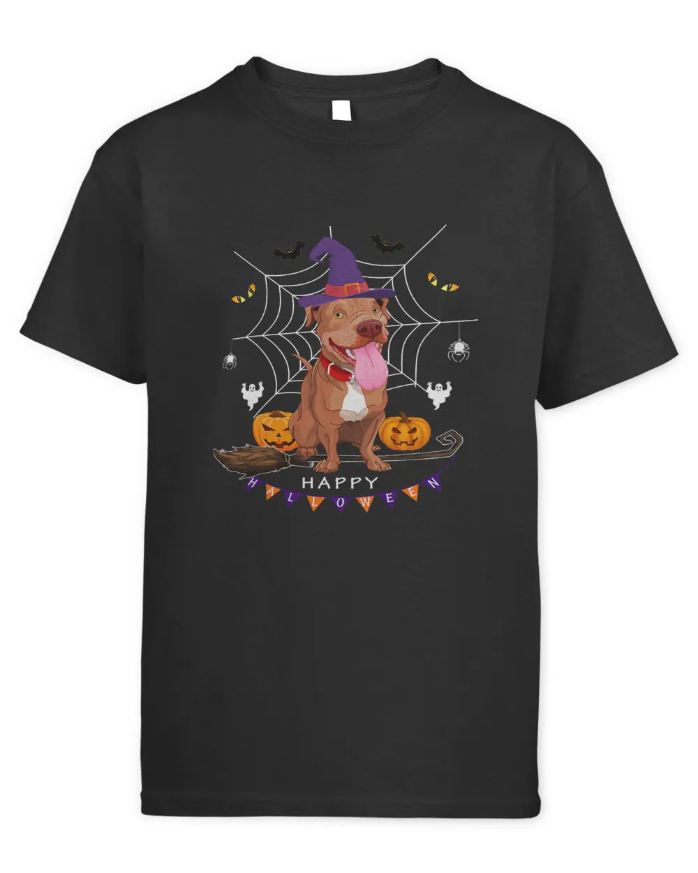 Pit Bull Witch Pumpkin Halloween Kids Mens Womens Dog Lover 101