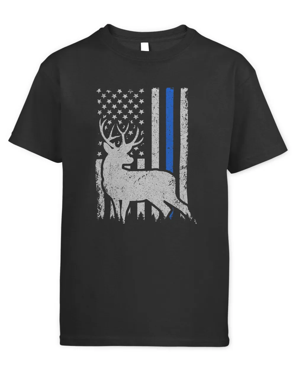 Patriotic Law Enforcement Blue Line Flag Deer Hunting