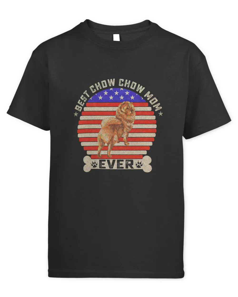 Vintage Retro USA Flag Best Chow Chow Dog Mom Ever Sunset 353