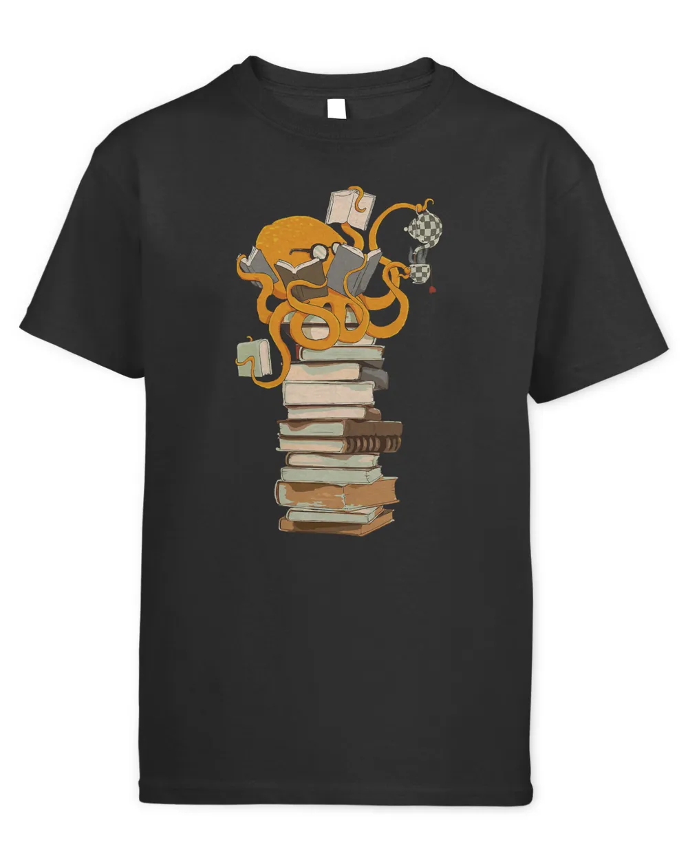 Reading Octopus, tea, coffee and books gift T-Shirt