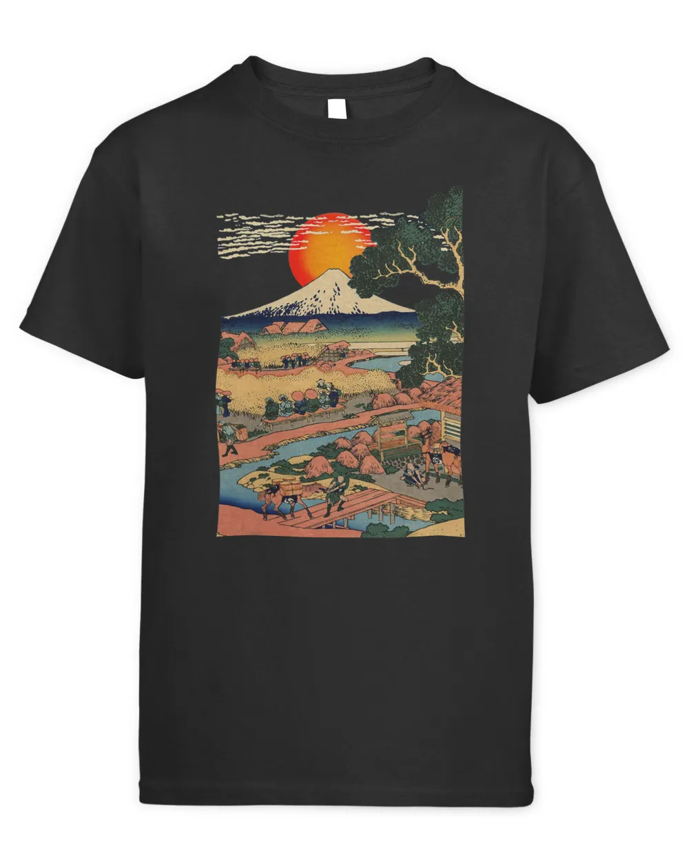 T Shirt Edo Japan Scenery Sunset at Mount Fuji Ukiyo