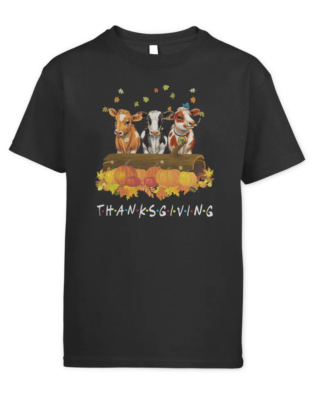 Cow Pumpkin Fall Farm Animals Thanksgiving Thankful Farmer T-Shirt