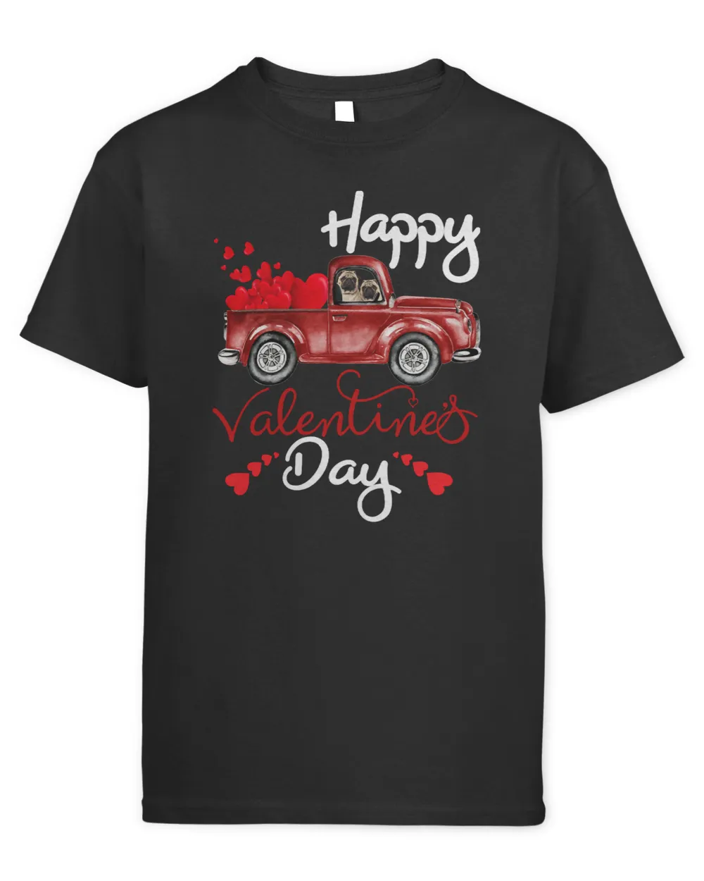Pug Lover Happy Valentine Day Red Truck 240 paws Pugs Dog