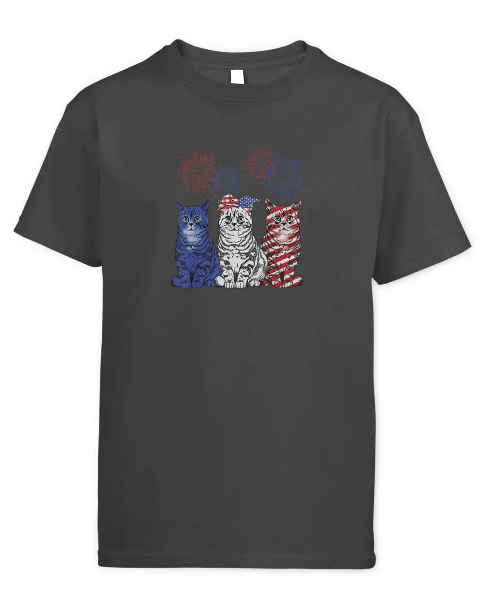 Independence Three Cat 4th Of July US Flag Patriotic Cats