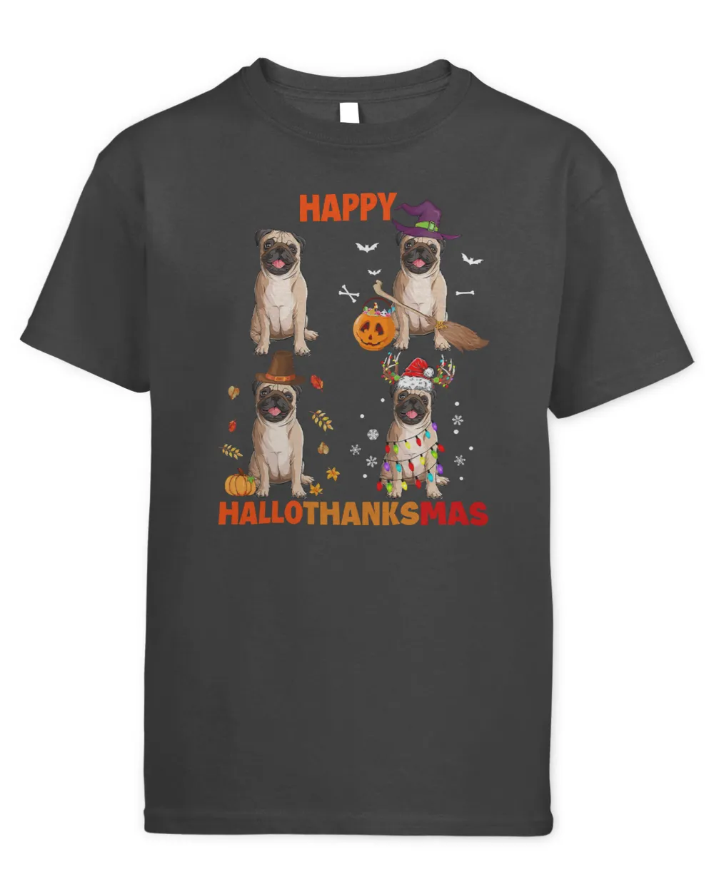 Pug Lover Happy Hallothanksmas Thanksgiving Xmas Halloween 215 Pugs Dog