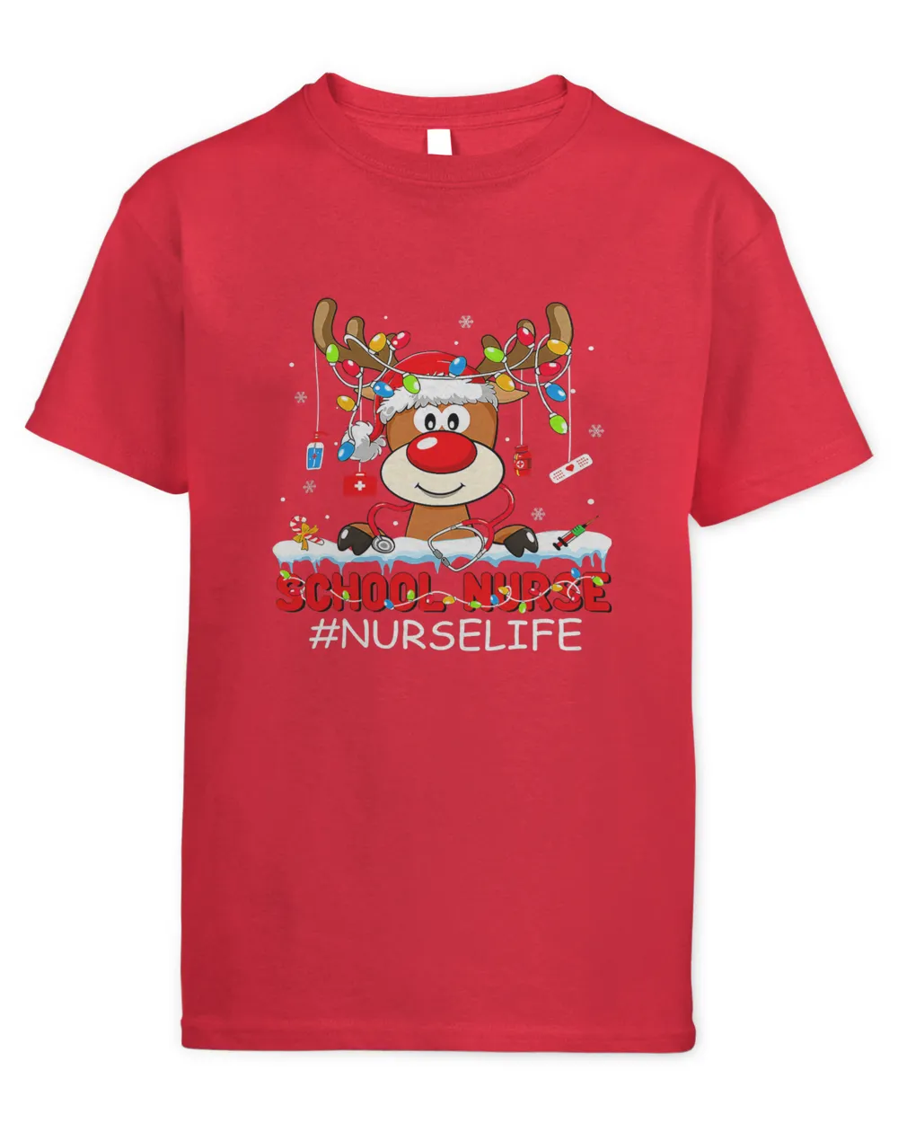 Christmas School Nurse Life Reindeer Lights Xmas Pjs Holiday247