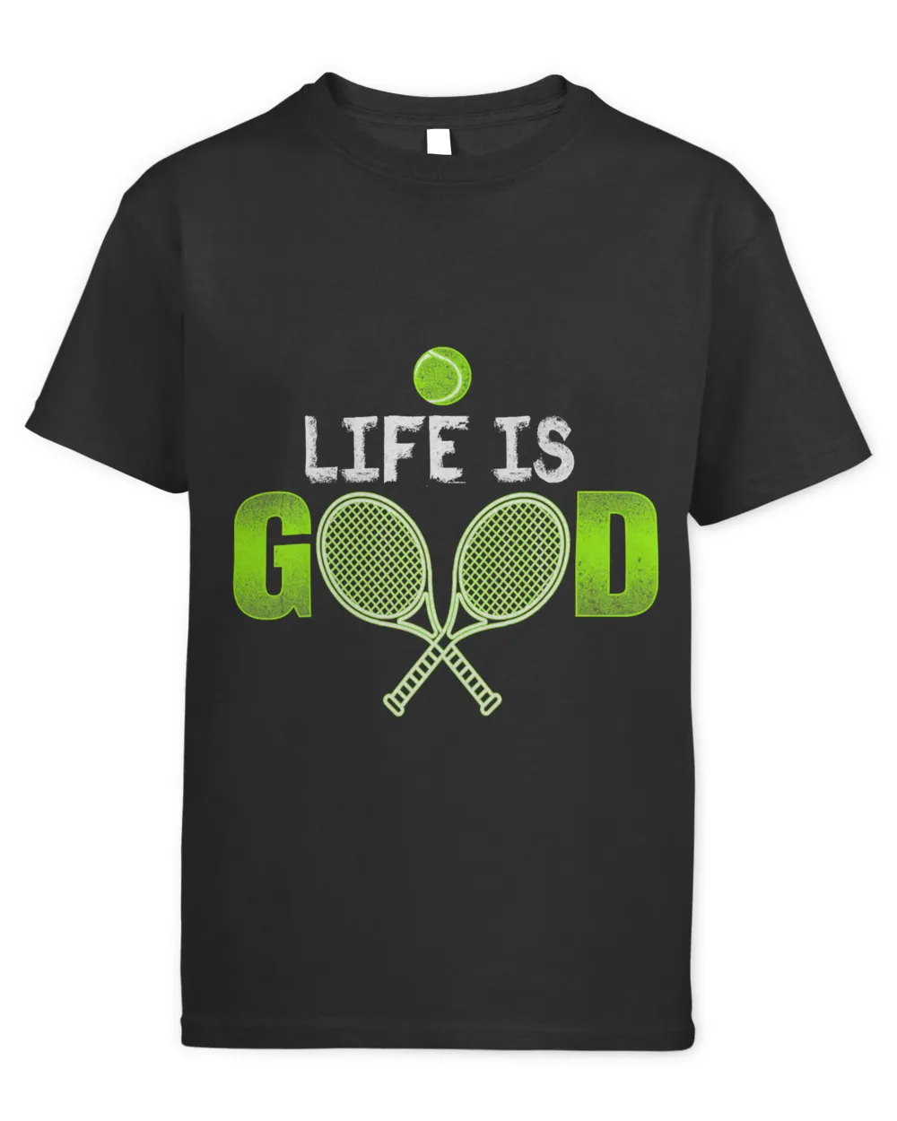 Life Is Good Tennis Racquet and Ball Sports Hobby T-Shirt
