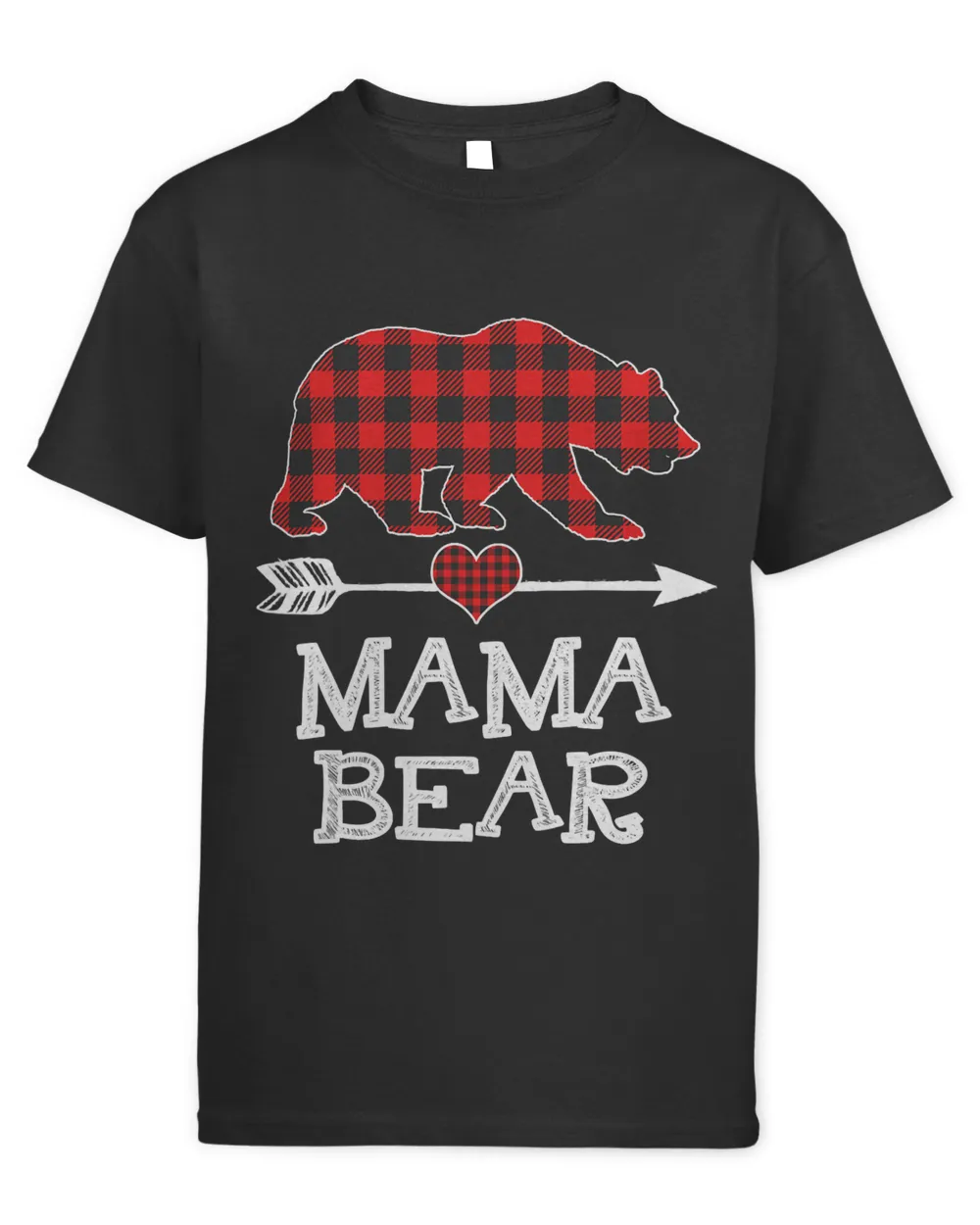 Mama Bear Christmas Pajama Red Plaid Buffalo Family Gift T-Shirt