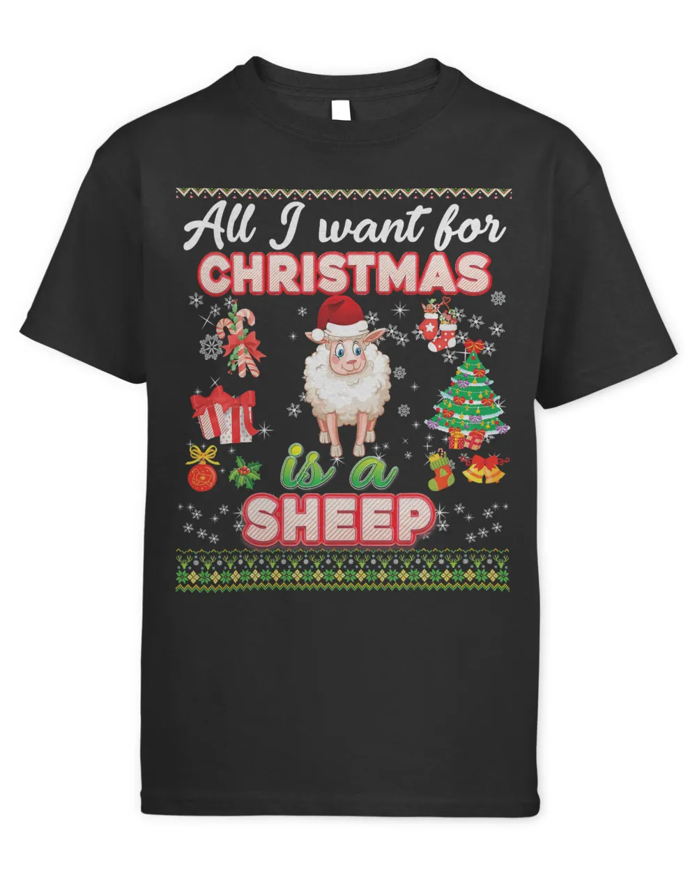 Sheep All I Want For Christmas Is A Sheep Ugly Sweater Farmer Xmas 84