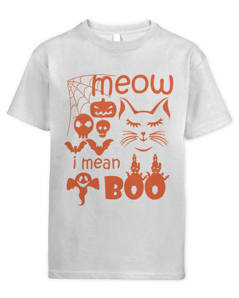 Meow I Mean Boo Funny Cat Halloween Catoween T-Shirt