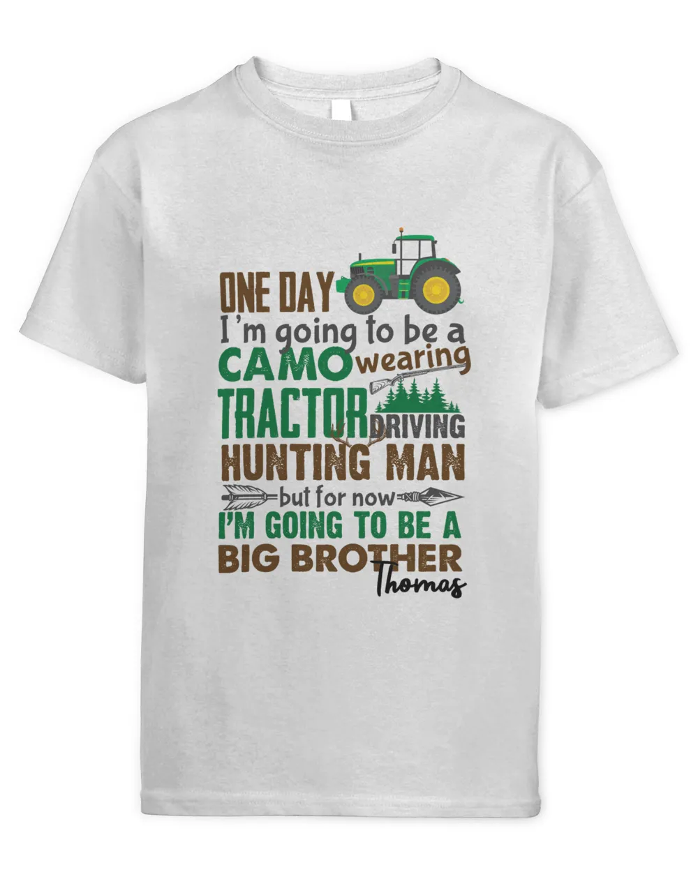 RD Big Brother Shirt One Day Camo wearing Tractor driving Hunting man but for now I_m going to be a big brother  Pregnancy announcement