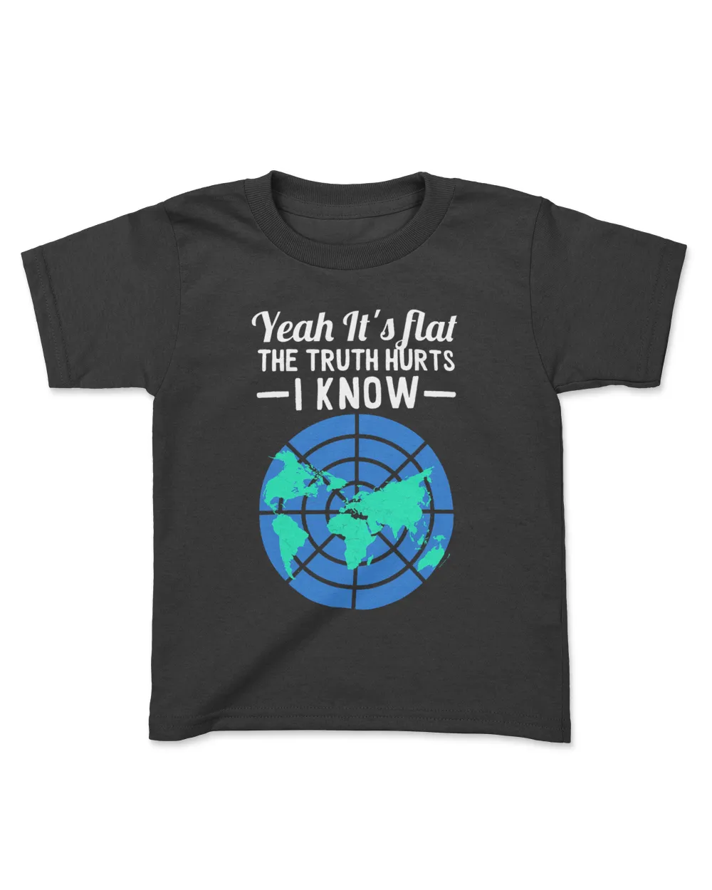 Its Flat Truth Hurts I Know Flat Earth Science Geek Kids Standard T-Shirt black xs