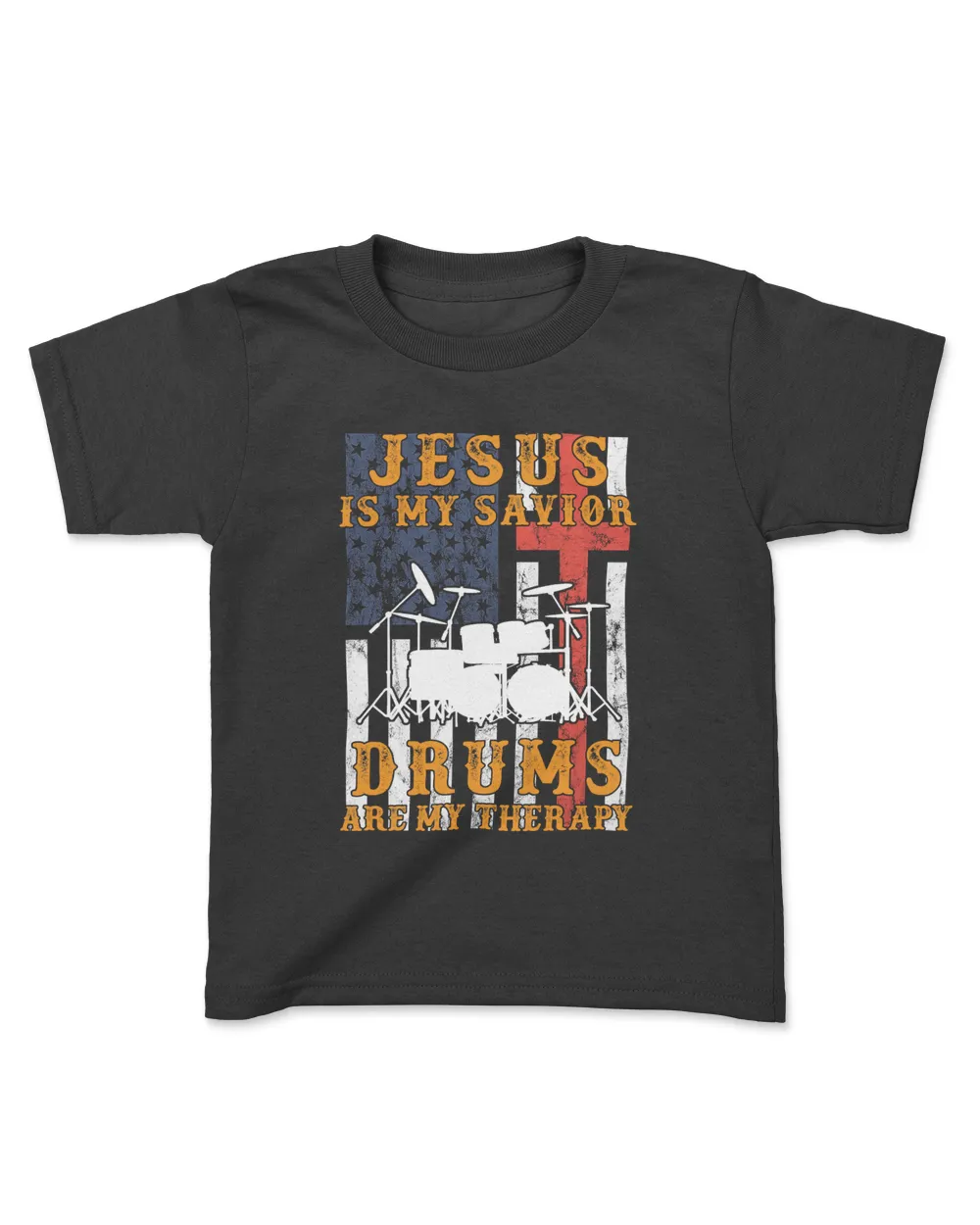 Jesus is my savior Drums my therapy Kids Standard T-Shirt black xs