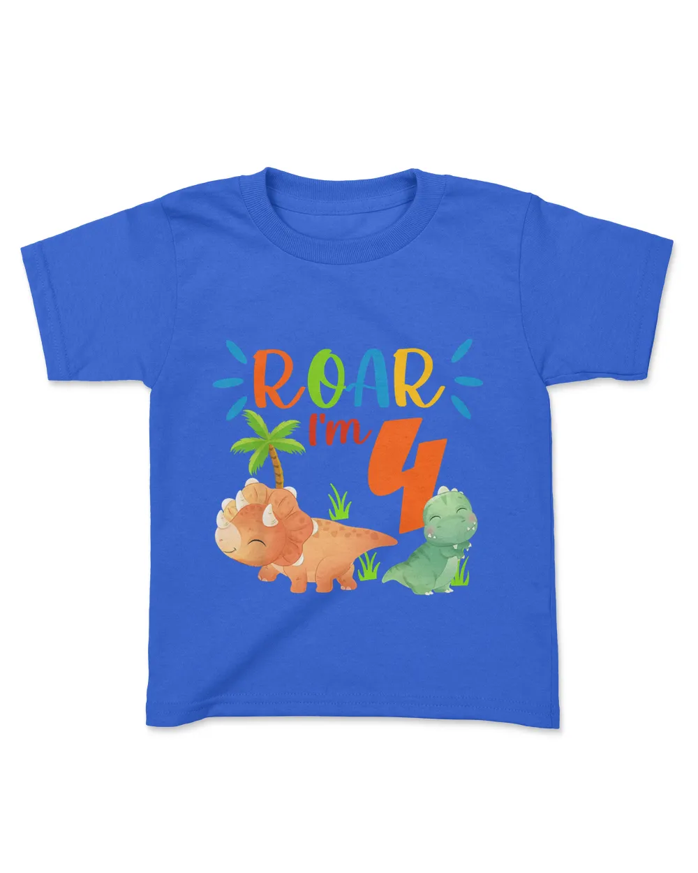 Kids Roar I'm 4 - 4th Birthday Boy T Rex Dinosaur 4 Year Old T-Shirt