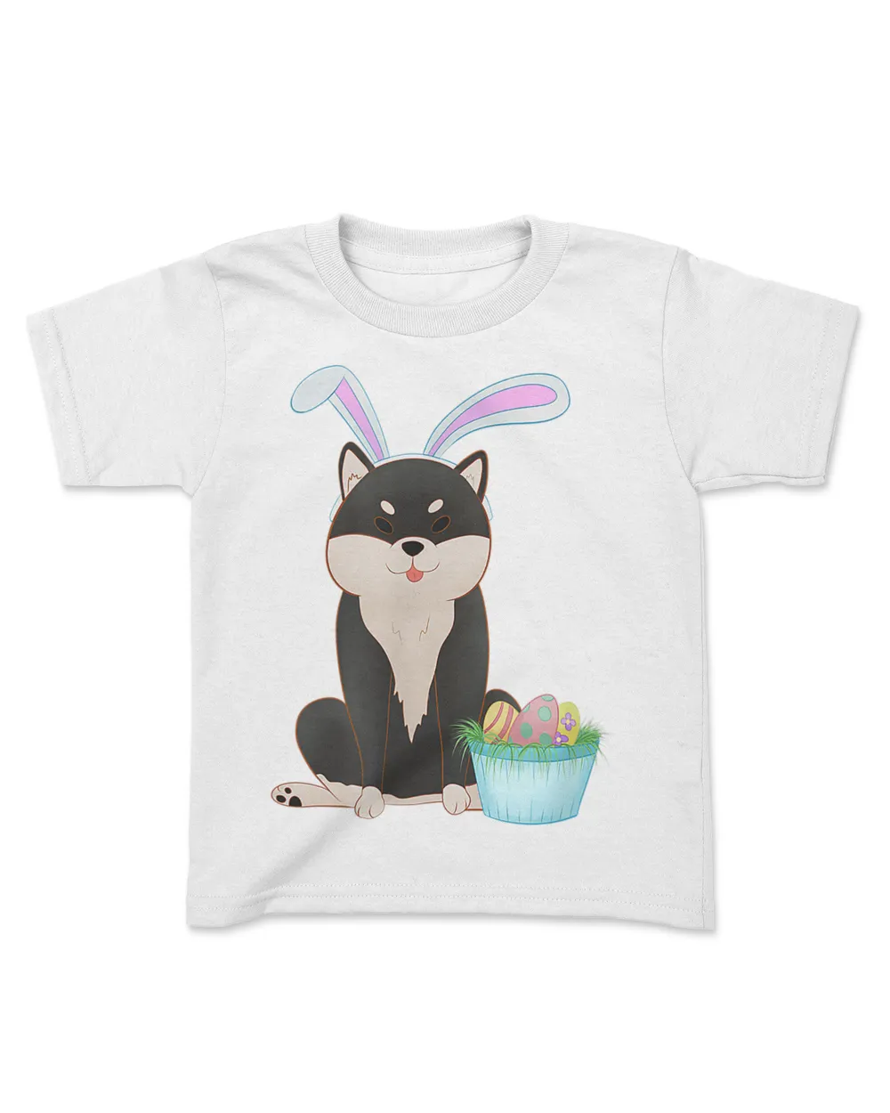 Cute Anime Shiba Inu with Bunny Ears and Easter Egg Basket T-Shirt hoodie shirt