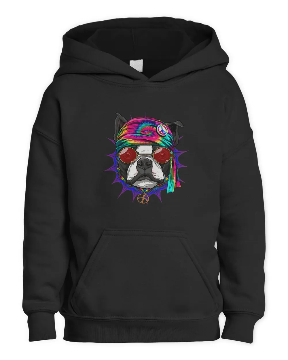 Tie Dye Hippie Boston Terrier Hippiness Peace Love Dog 645