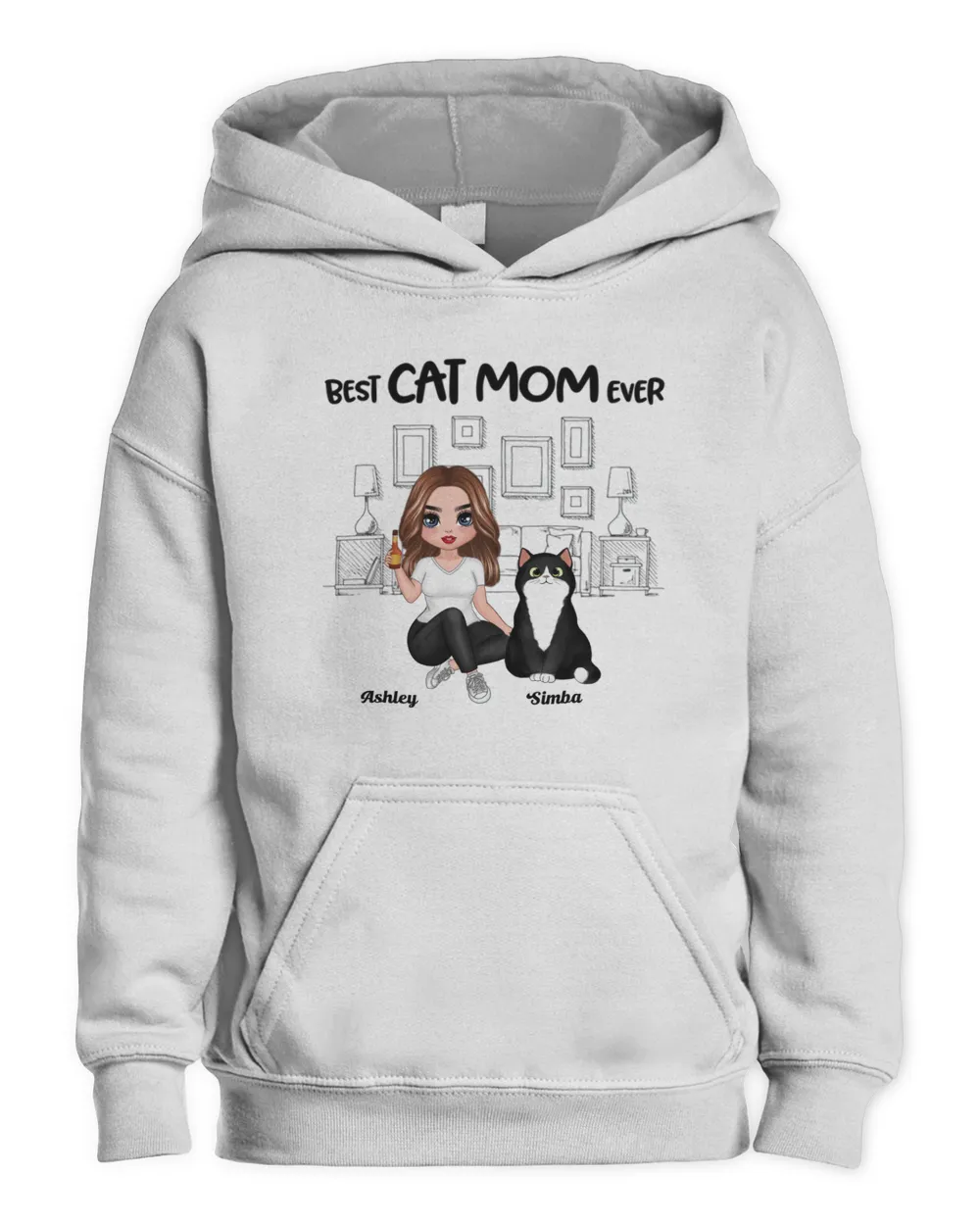 Outline Background In House Best Cat Mom Ever Personalized QTCAT241222A1