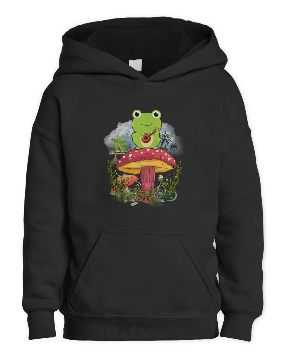 Frogs Cute Cottagecore Aesthetic Frog Playing Banjo on Mushroom23 4