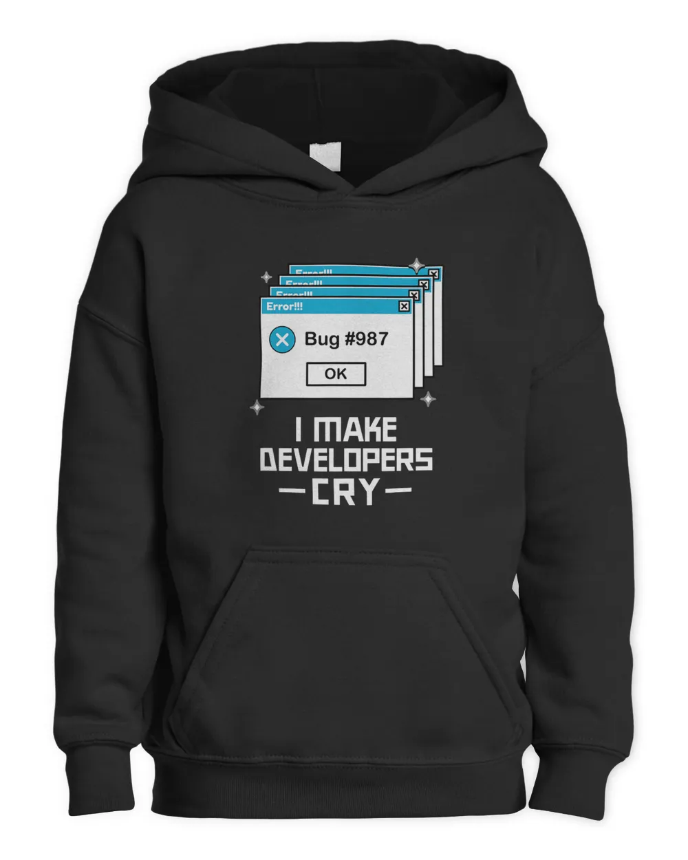 Funny QA Engineer QA Shirt I Make Developers Cry QA Tester Kids Pullover Hoodie black xs