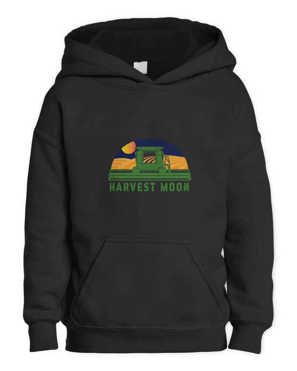 Combine Harvesting Corn Field Farming Under a Harvest Moon