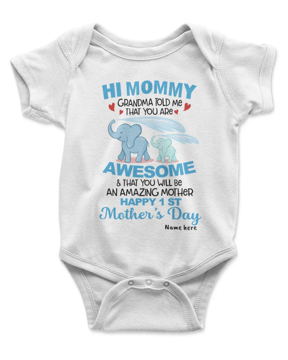 Hi Mommy Elephant Personalized Name