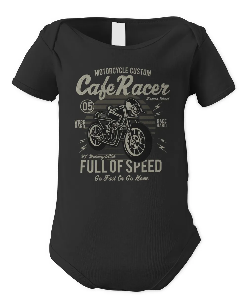Motorcycle Custom Cafe Racer Infant Short Sleeve Bodysuit black new born